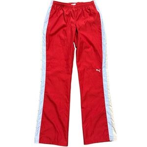 Vintage 90s 00s y2k Puma red and white baggy track pants men's small Polyester